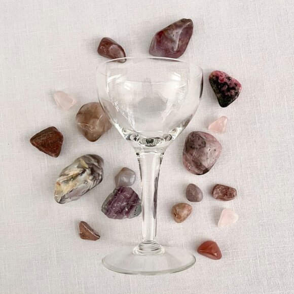 Tumbled Healing Natural Stones Crystals Pink Purple Earth Tones w/ Glass Display - Picture 7 of 7